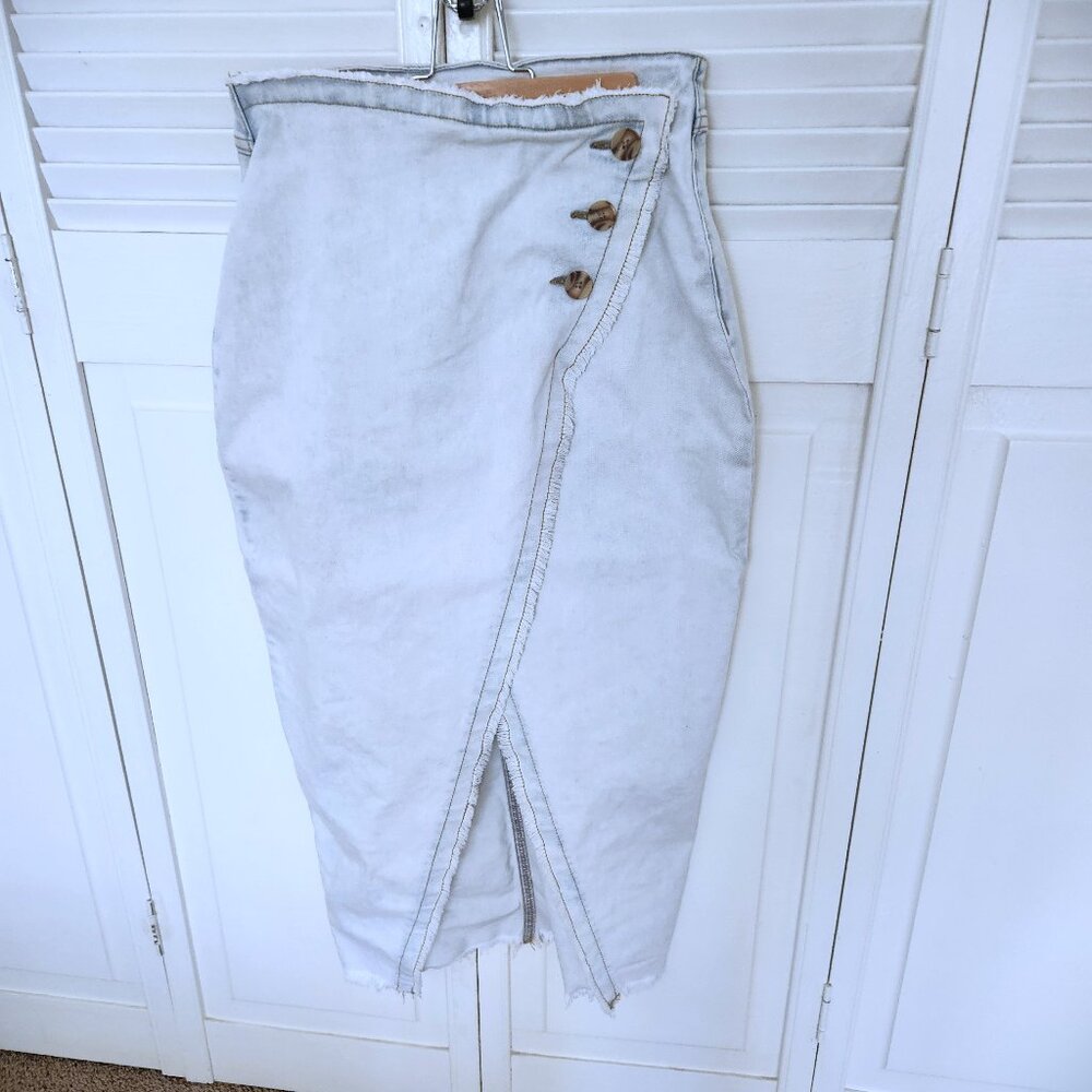 Sincerely Jules Assymetrical Denim Midi Skirt
